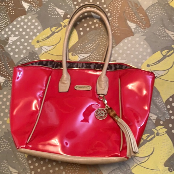 Anne Klein Handbags - Large Anne Klein Patent Leather Red Bag